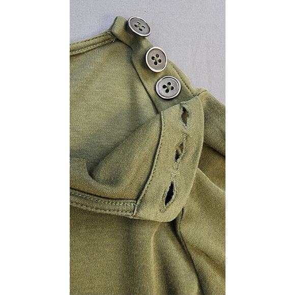 J Jill Top Womens Small Green Knit Tunic Shoulder Buttons 3/4 Sleeve Casual Soft - Picture 8 of 12
